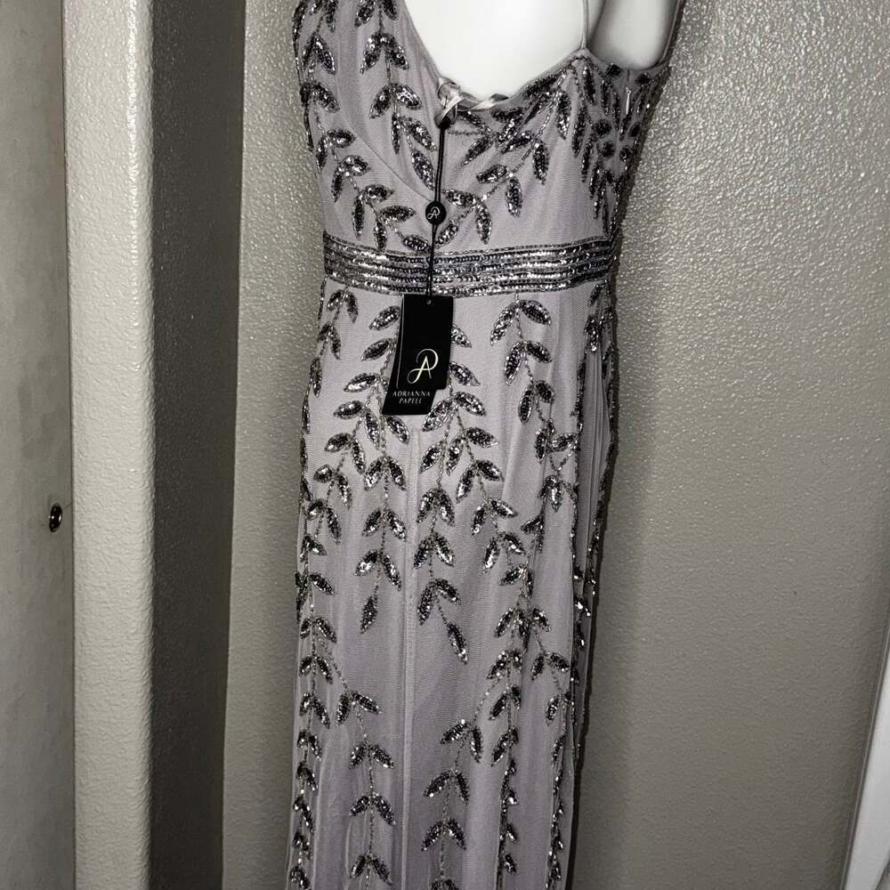 Adrianna Papell Women's Blue Gray Embellished Column Formal Dress - Picture 2 of 4